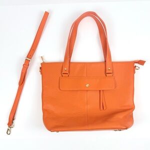 Ora Delphine Eden Leather Tote Bag in Clementine / Orange Leather $398 MSRP